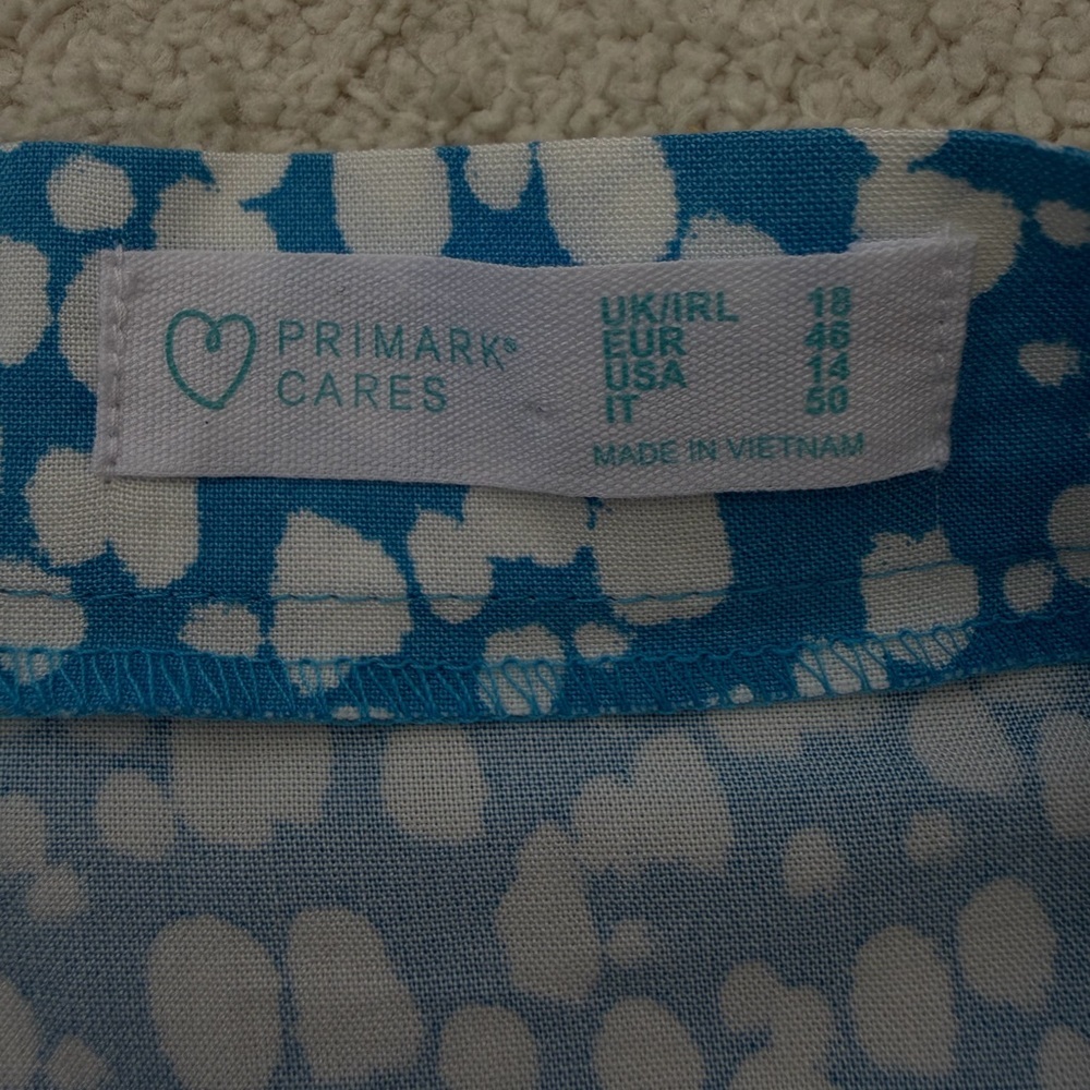 Primark Cares Blue and White A-Line Midi Skirt. Size 14. 100% Viscose - Picture 6 of 8